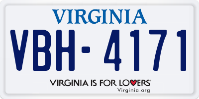 VA license plate VBH4171