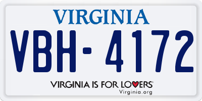 VA license plate VBH4172