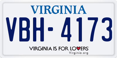 VA license plate VBH4173