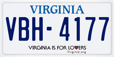 VA license plate VBH4177