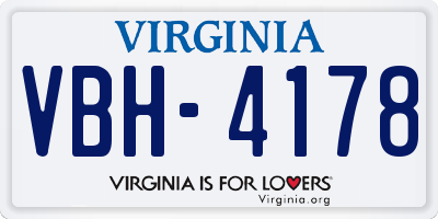 VA license plate VBH4178