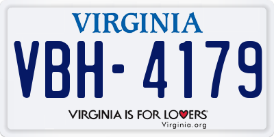 VA license plate VBH4179