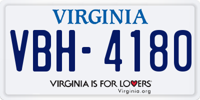 VA license plate VBH4180