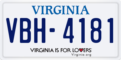 VA license plate VBH4181