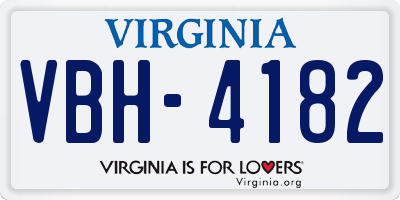 VA license plate VBH4182