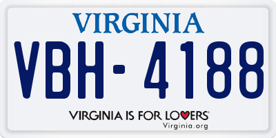 VA license plate VBH4188