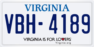 VA license plate VBH4189