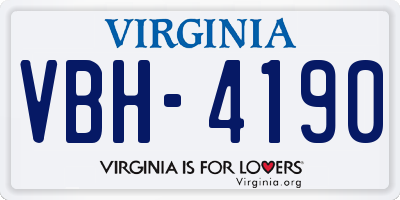 VA license plate VBH4190