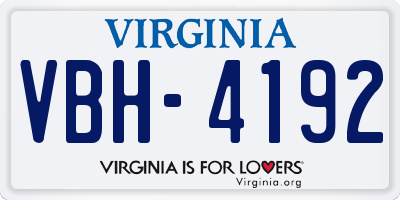 VA license plate VBH4192