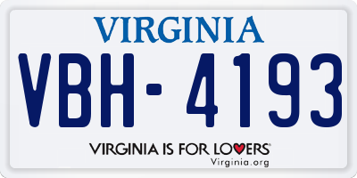 VA license plate VBH4193