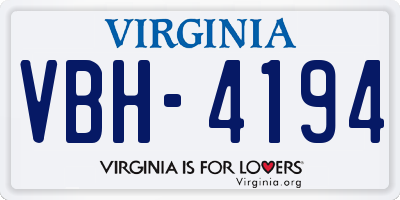 VA license plate VBH4194
