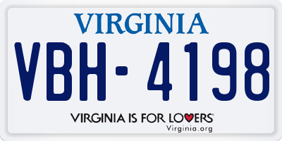 VA license plate VBH4198
