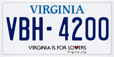 VA license plate VBH4200