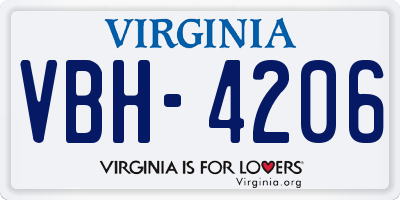 VA license plate VBH4206
