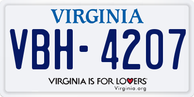 VA license plate VBH4207