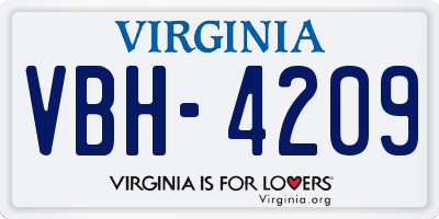 VA license plate VBH4209