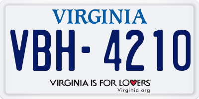 VA license plate VBH4210