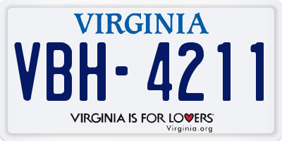 VA license plate VBH4211