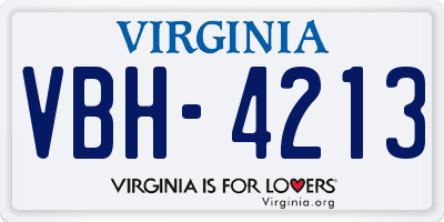VA license plate VBH4213