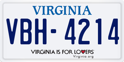 VA license plate VBH4214