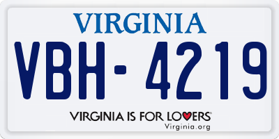 VA license plate VBH4219