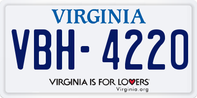 VA license plate VBH4220