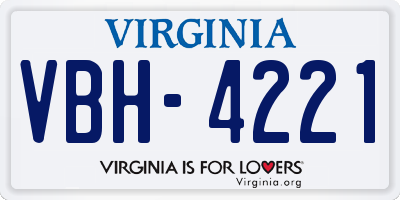 VA license plate VBH4221