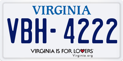VA license plate VBH4222