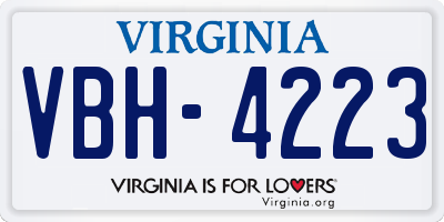 VA license plate VBH4223