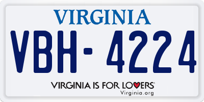 VA license plate VBH4224