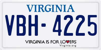VA license plate VBH4225