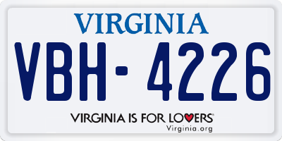 VA license plate VBH4226