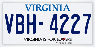 VA license plate VBH4227