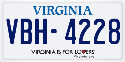 VA license plate VBH4228