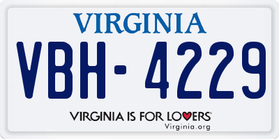 VA license plate VBH4229