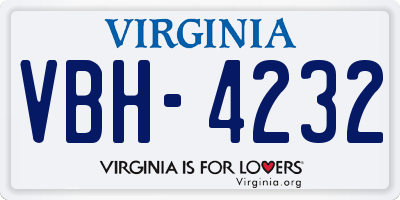 VA license plate VBH4232