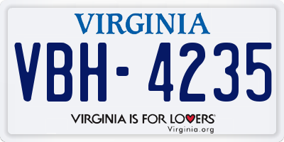 VA license plate VBH4235