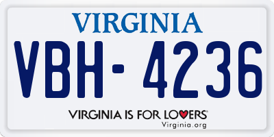 VA license plate VBH4236