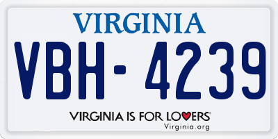 VA license plate VBH4239