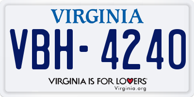 VA license plate VBH4240