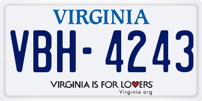 VA license plate VBH4243