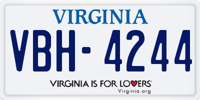 VA license plate VBH4244