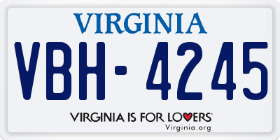 VA license plate VBH4245