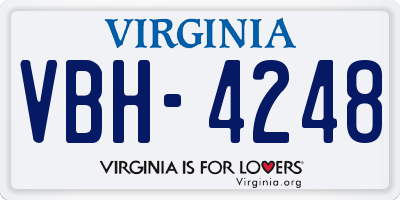 VA license plate VBH4248