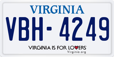 VA license plate VBH4249