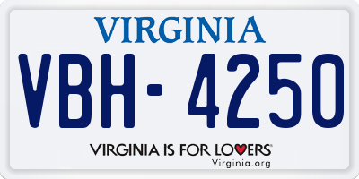 VA license plate VBH4250