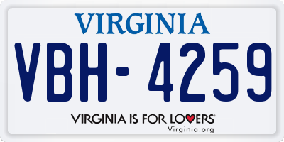 VA license plate VBH4259