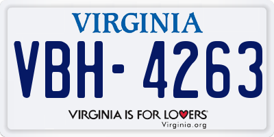 VA license plate VBH4263