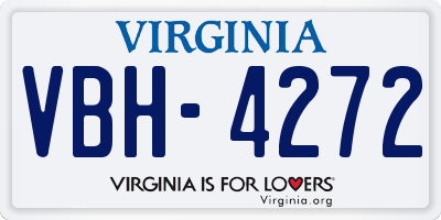 VA license plate VBH4272