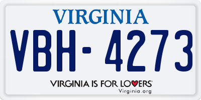 VA license plate VBH4273
